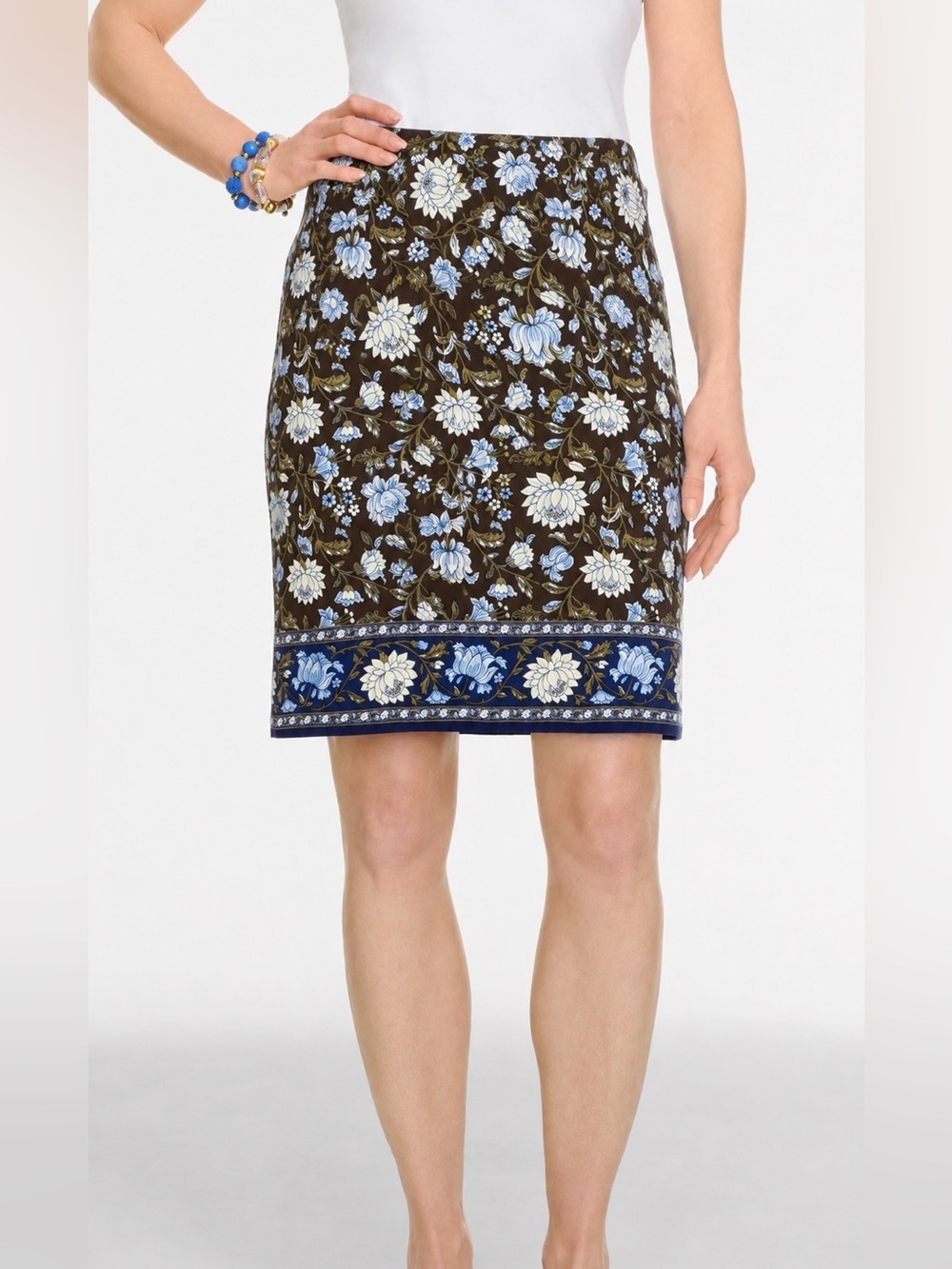 Talbots NWT brown/blue floral a line skirt, size 2